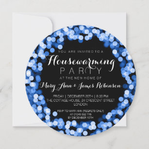 Houseuppvärmning Party Blue Sparkly Ljus Inbjudningar