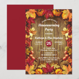Houseuppvärmning Party - Rustic Woodsy Höst löv I Inbjudningar