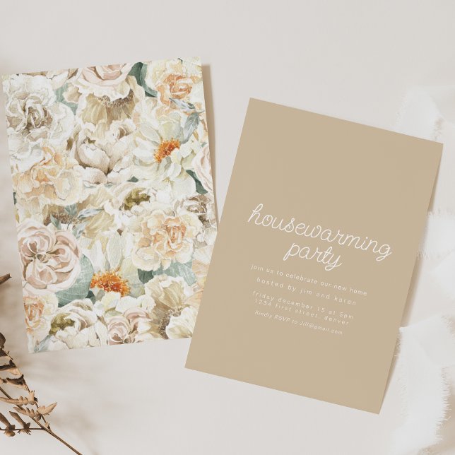 Housewarming Boho Floral Wallpaper Party Invite Inbjudningar (Skapare uppladdad)
