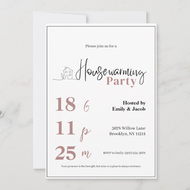 Housewarming Invitation • Modern New Home Party In Inbjudningar (Framsida)