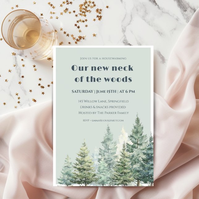 Housewarming Invitation Our New Neck of the Woods Inbjudningar (Skapare uppladdad)