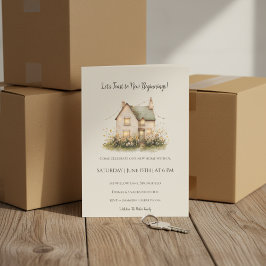 Housewarming Invitation Watercolor Cottage Home Inbjudningar