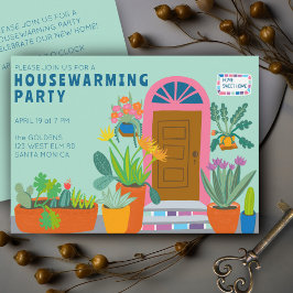 HOUSEWARMING NEW HOME Colorful Front Dor Party Inbjudningar