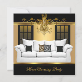 HouseWarming Party Chandelier Rik Guld Black Inbjudningar