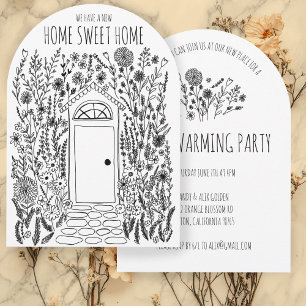 HOUSEWARMING PARTY Garden Door Hand plockade Doodl Inbjudningar