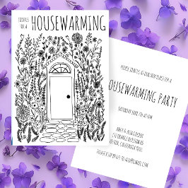 HOUSEWARMING PARTY Garden Door Hand plockade Doodl Inbjudningar