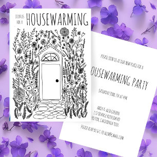 HOUSEWARMING PARTY Garden Door Hand plockade Doodl Inbjudningar