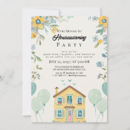 Housewarming Party Invitation Floral New Home Cele Inbjudningar