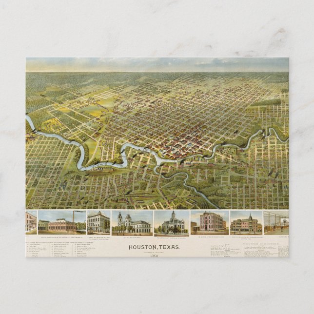 Houston 1891 vykort (Framsida)