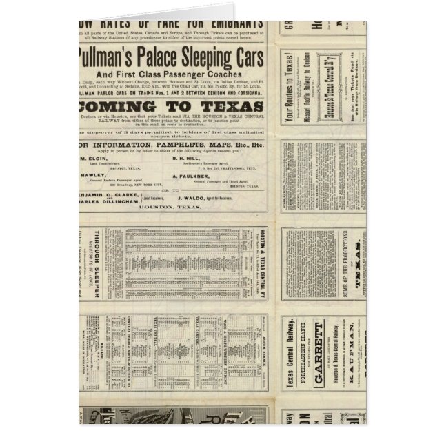 Houston and Texas Central Railway genom Texas Hälsningskort (Framsidan)