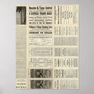 Houston and Texas Central Railway genom Texas Poster
