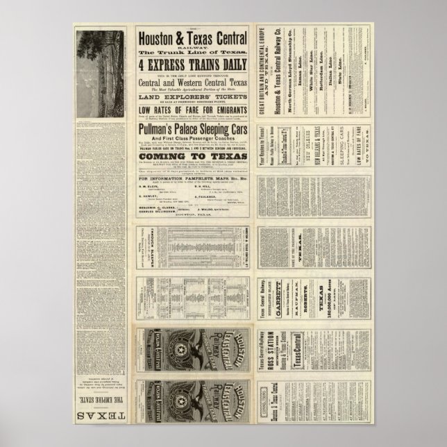 Houston and Texas Central Railway genom Texas Poster (Framsidan)