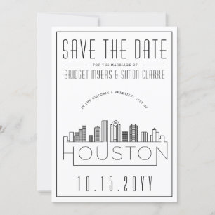 Houston Bröllop   Stiliserad Stadssiluett Uppdater Inbjudningar