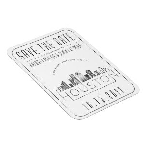 Houston Bröllop Stilized Skyline Spara datumet Magnet
