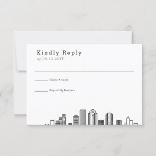 Houston Bröllop Stylized Skyline OSA Kort