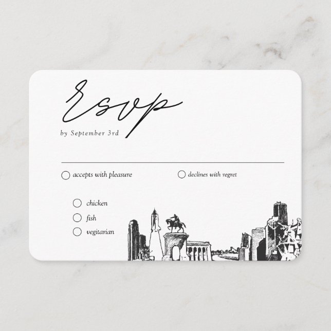 Houston Bröllop Traditional OSA Meal Option Tilläggskort (Framsida)