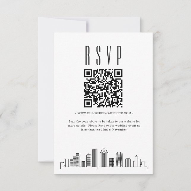 Houston Bröllops QR-kod RSVP OSA Kort (Framsida)