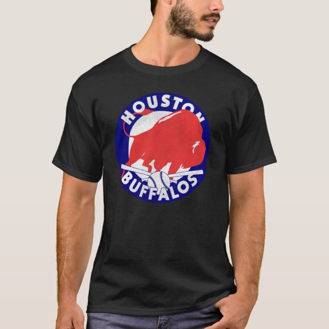 Houston Buffalos Buffaloes Retro Defunct Baseball T Shirt (Framsida)