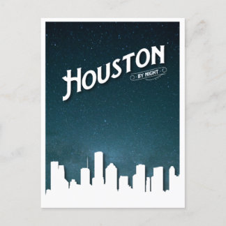 Houston by Night Skyline - Houston, Texas, USA Helg Vykort