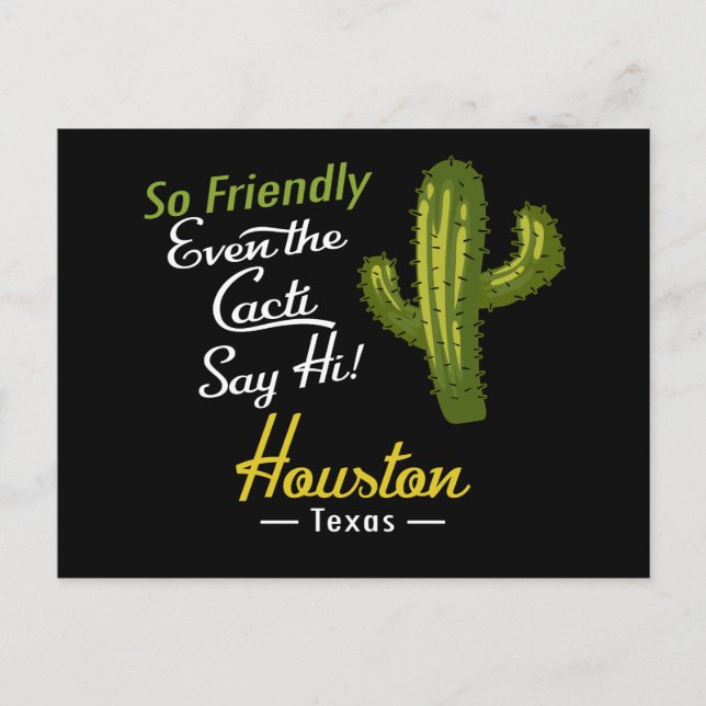 Houston Cactus Funny Retro Vykort (Framsida)