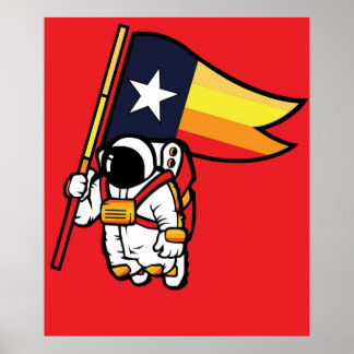 Houston Champ Texas Flagga Astronaut Space City Poster