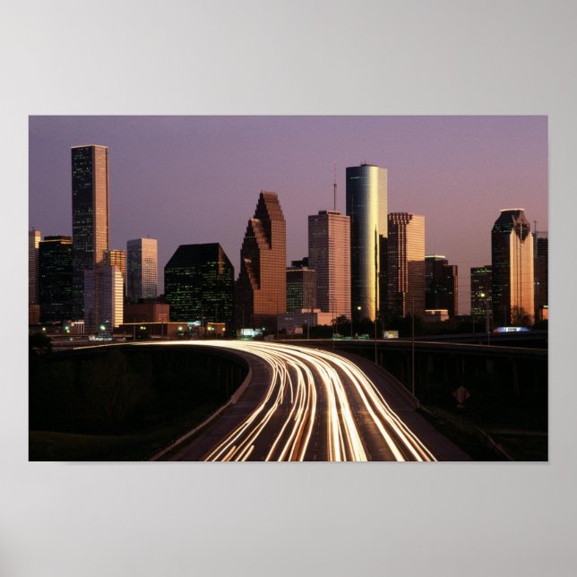 Houston City Skyline på Dusk Poster från 14.95 (Framsidan)