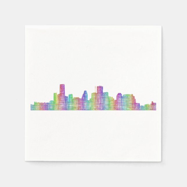 Houston City Skyline Pappersservett (Framsidan)