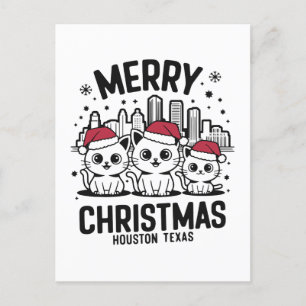 Houston City Texas God jul Cats USA Vykort