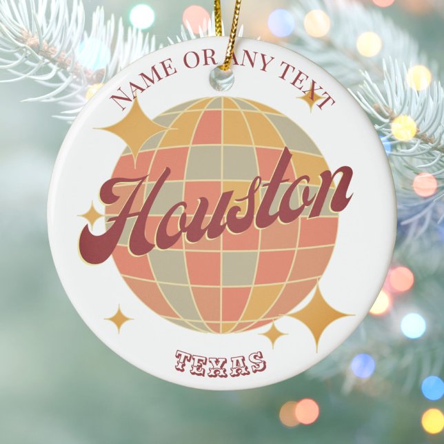 Houston City Texas USA Retro decor souvenir Julgransprydnad Keramik (Skapare uppladdad)
