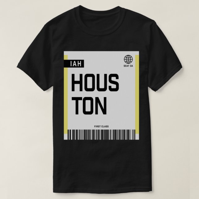 Houston IAH Boarding Pass T Shirt (Design framsida)