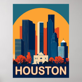 Houston, igenkännligt byggnad, Travel Poster