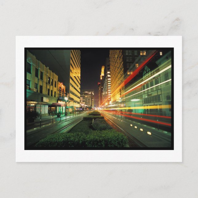 Houston Main Street på natten Vykort (Framsida)