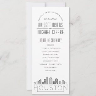 Houston Modern deco-Bröllopsprogram Inbjudningar