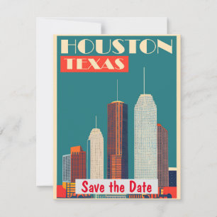 Houston Modern Skyline Teal Inbjudan