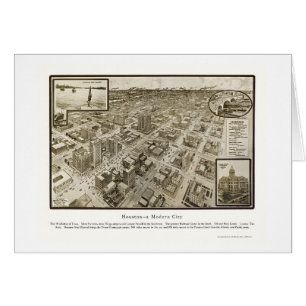 Houston panorama- karta för TX - 1912 Hälsningskort