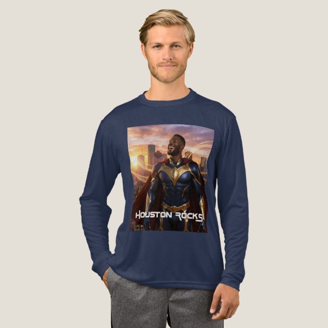 HOUSTON ROCKS - SUPERHERO T SHIRT (Hel framsida)