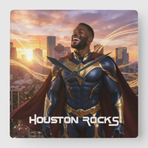 HOUSTON ROCKS - TEXAS FYRKANTIG KLOCKA