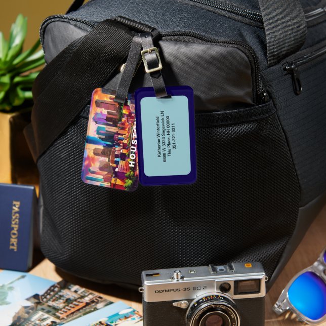 Houston Skyline Abstrakt Art Bagagebricka (Fram & Baksida)