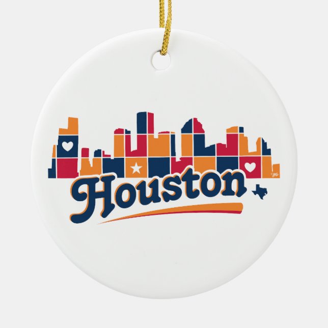 Houston Skyline Lapptäcke Julgransprydnad Keramik (Framsidan)