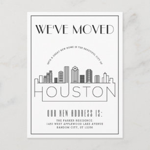 Houston Skyline Modern Deco Change of Adress Meddelande Vykort