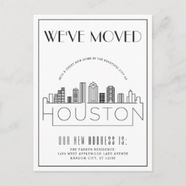 Houston Skyline Modern Deco Flytt till Ny Adress Meddelande Vykort