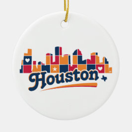 Houston Skyline Patchwork Julgransprydnad Keramik