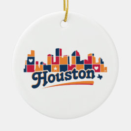 Houston Skyline Patchwork Julgransprydnad Keramik