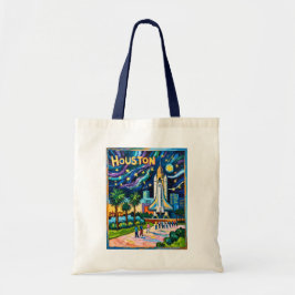 Houston Skyline Rymdcenter Raket Van Gogh Barn Tygkasse