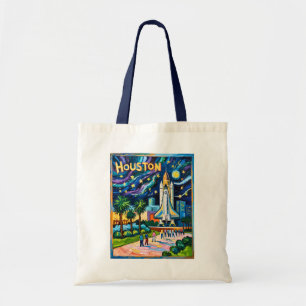 Houston Skyline Rymdcenter Raket Van Gogh Barn Tygkasse