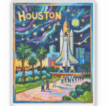 Houston Skyline Space Center Rocket Van Gogh Barn