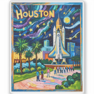 Houston Skyline Space Center Rocket Van Gogh Barn Klistermärken