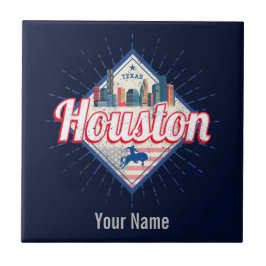 Houston Skyline Texas United Stater Vintage USA Kakelplatta