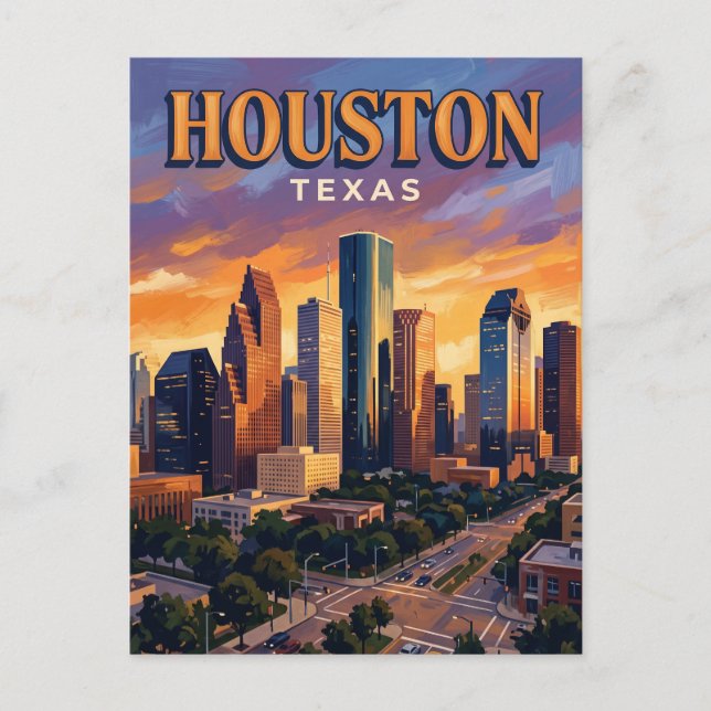 Houston Skyline Texas Vykort (Framsida)