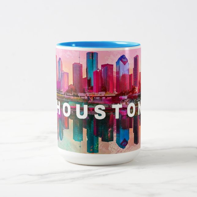 Houston Skyline Urban City Art Två-Tonad Mugg (Center)